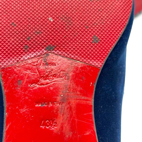 CHRISTIAN LOUBOUTIN Captain Loubi Velvet Crest Loafer Patent Spikes Sz 43.5 - Picture 7 of 8